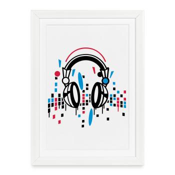 Headphones equalizer - Framed poster (27 × 37 cm) - white - Front
