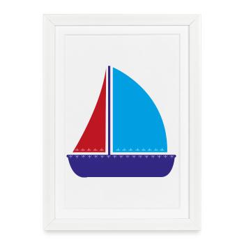 bateau à voile - Affiche encadrée (27 × 37 cm) - blanc - Devant