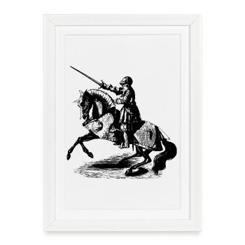 Chevaliers à cheval - Affiche encadrée (27 × 37 cm) - blanc - Devant