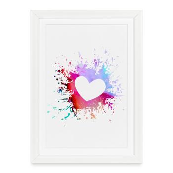 Colorful Heart Splashes of Color - Framed poster (27 × 37 cm) - white - Front