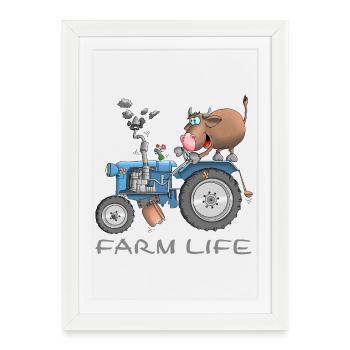 Ferme drôle - vie à la ferme - Affiche encadrée (27 × 37 cm) - blanc - Devant
