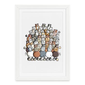 Coloré Tas De Chevaux - Cheval - Affiche encadrée (27 × 37 cm) - blanc - Devant