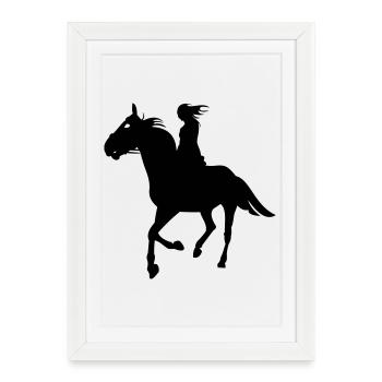 Chevaux, cheval, équitation, cheval, poney, - Affiche encadrée (27 × 37 cm) - blanc - Devant