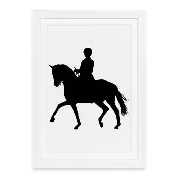 Chevaux,cheval,équitation,poney,cowboy,trot,galop - Affiche encadrée (27 × 37 cm) - blanc - Devant