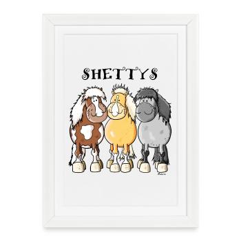 Three Shetland ponies - Framed poster (27 × 37 cm) - white - Front
