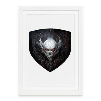 Armoiries du crâne - Affiche encadrée (27 × 37 cm) - blanc - Devant