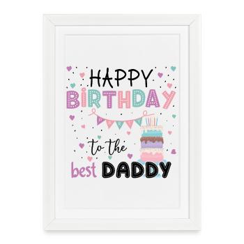Lettres de gâteau d’anniversaire pastel - Affiche encadrée (27 × 37 cm) - blanc - Devant