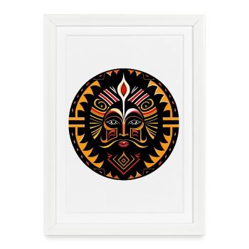 Africa Totem tribal tatouage - Affiche encadrée (27 × 37 cm) - blanc - Devant