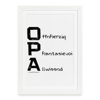 Opa - Geschenkidee in Österreichischem Dialekt - Gerahmtes Poster (27 × 37 cm) - Weiß - Vorne