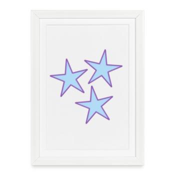 ETOILE. ETOILES. STAR. FÊTE. ANNIVERSAIRE. NOËL - Affiche encadrée (27 × 37 cm) - blanc - Devant