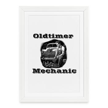 Oldtimer Mechanic - Framed poster (27 × 37 cm) - white - Front
