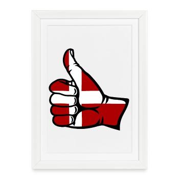 Drapeau du Danemark Symbole de droite - Affiche encadrée (27 × 37 cm) - blanc - Devant