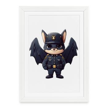 Bat Policeman - Framed poster (27 × 37 cm) - white - Front