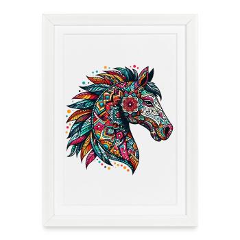 Horse decorated with Mandalas - Framed poster (27 × 37 cm) - white - Front