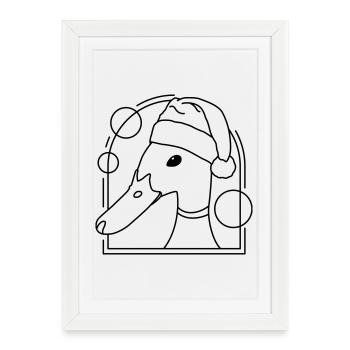 Canard de Noël au design géométrique - Affiche encadrée (27 × 37 cm) - blanc - Devant