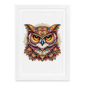 Hibou décoré de Mandalas - Affiche encadrée (27 × 37 cm) - blanc - Devant
