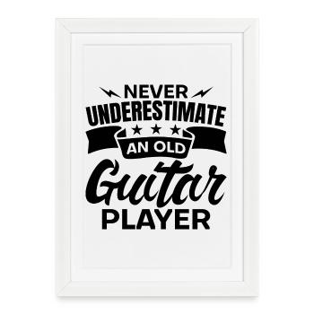 Vieux guitariste - Affiche encadrée (27 × 37 cm) - blanc - Devant