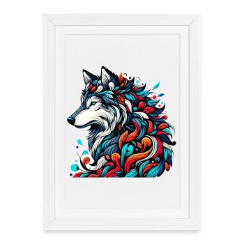 Loup - Affiche encadrée (27 × 37 cm) - blanc - Devant