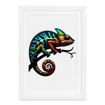 Caméléon - Affiche encadrée (27 × 37 cm) - blanc - Devant