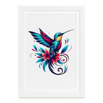Colibri - Affiche encadrée (27 × 37 cm) - blanc - Devant