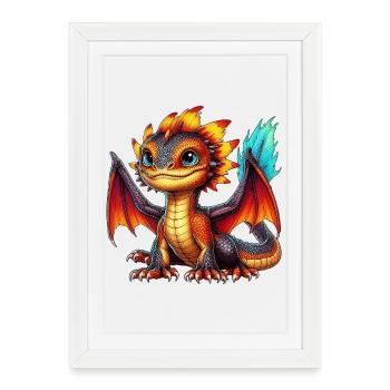 Dragon - Affiche encadrée (27 × 37 cm) - blanc - Devant
