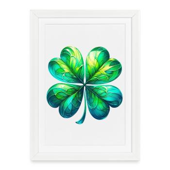 Trèfle à quatre feuilles - Affiche encadrée (27 × 37 cm) - blanc - Devant
