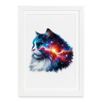 Chat - Affiche encadrée (27 × 37 cm) - blanc - Devant