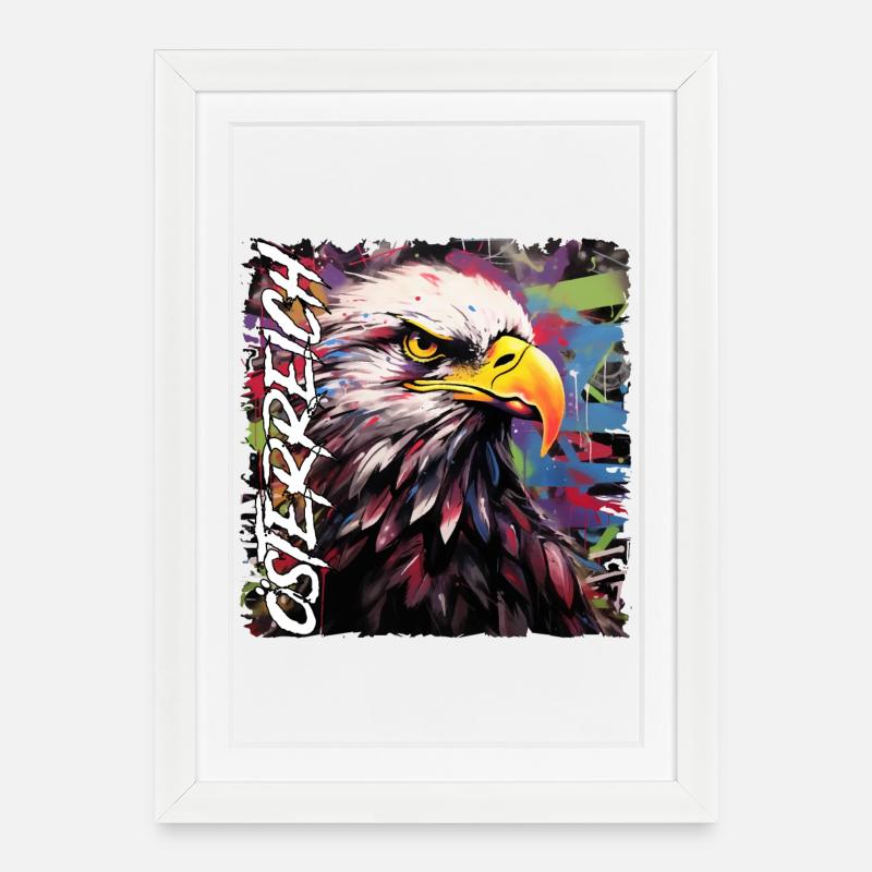 Design autrichien avec aigle pour les Autrichiens - Affiche encadrée (27 × 37 cm) - blanc