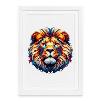 Lion - Framed poster (27 × 37 cm) - white - Front
