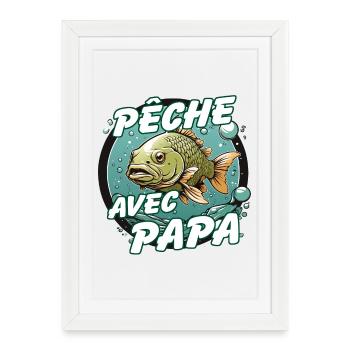 Pêche avec papa - Affiche encadrée (27 × 37 cm) - blanc - Devant