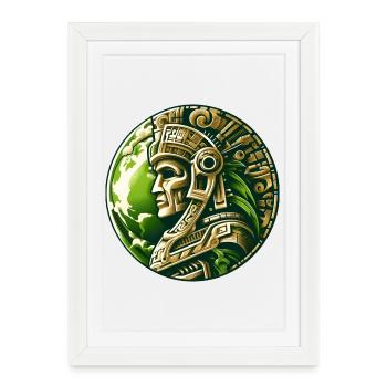 Ancient Aztec Warrior Gold Earth - Framed poster (27 × 37 cm) - white - Front