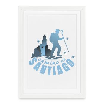 Camino de Santiago, chemin de Compostelle - Affiche encadrée (27 × 37 cm) - blanc - Devant