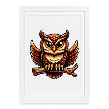 Hibou - Affiche encadrée (27 × 37 cm) - blanc - Devant