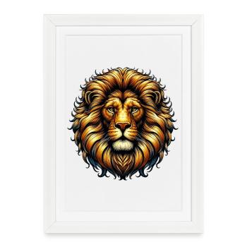 Lion - Affiche encadrée (27 × 37 cm) - blanc - Devant