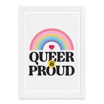 Mois de la fierté LGBT - Queer et fier - Affiche encadrée (27 × 37 cm) - blanc - Devant
