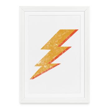 Grunge Style Red & Yellow Lightning Bolt - Framed poster (27 × 37 cm) - white - Front