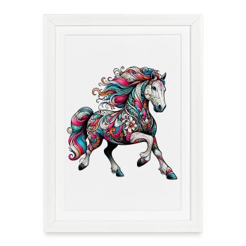 Cheval - Affiche encadrée (27 × 37 cm) - blanc - Devant