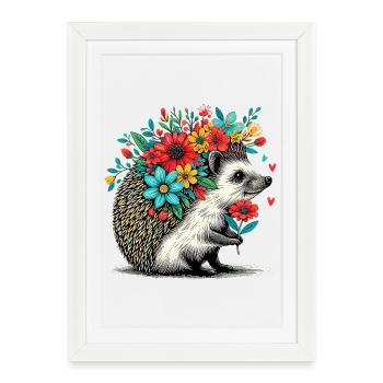 Hedgehog - Framed poster (27 × 37 cm) - white - Front