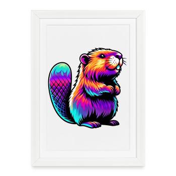 Castor - Affiche encadrée (27 × 37 cm) - blanc - Devant