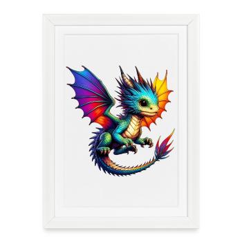 Dragon - Affiche encadrée (27 × 37 cm) - blanc - Devant