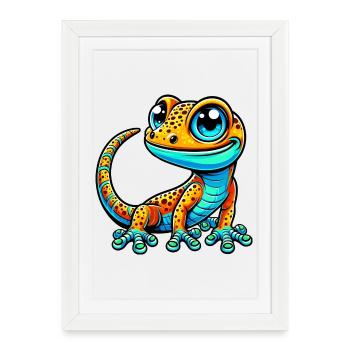 Gecko - Affiche encadrée (27 × 37 cm) - blanc - Devant