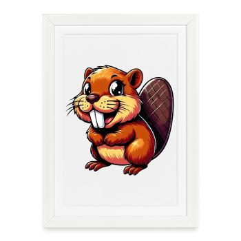 Castor - Affiche encadrée (27 × 37 cm) - blanc - Devant