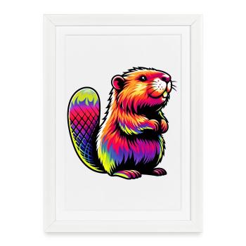 Castor - Affiche encadrée (27 × 37 cm) - blanc - Devant