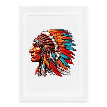 Amérindien Américain - Affiche encadrée (27 × 37 cm) - blanc - Devant