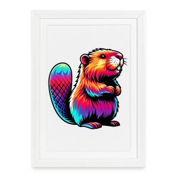 Castor - Affiche encadrée (27 × 37 cm) - blanc - Devant