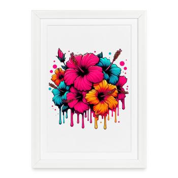 Hibiscus Flowers - Framed poster (27 × 37 cm) - white - Front