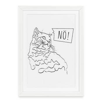 Lower Austria - Cat in Line Art Cat Lover - Framed poster (27 × 37 cm) - white - Front