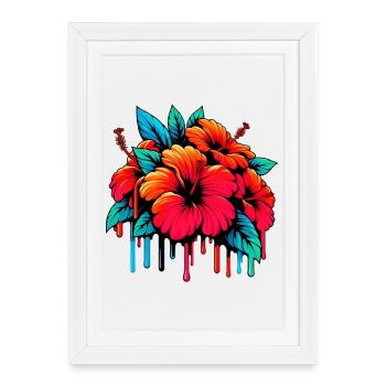 Fleurs d’hibiscus - Affiche encadrée (27 × 37 cm) - blanc - Devant