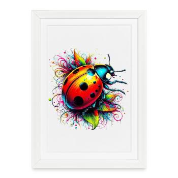 Coccinelle - Affiche encadrée (27 × 37 cm) - blanc - Devant