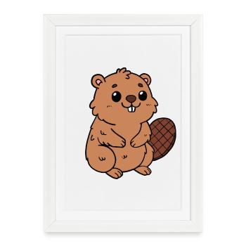 Castor - Affiche encadrée (27 × 37 cm) - blanc - Devant